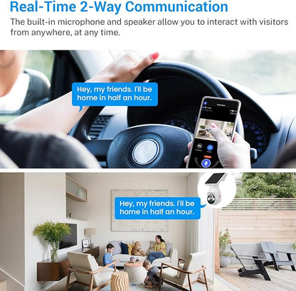 1080p Security Camera Wireless with Solar Panel, AI Human Detection, 2-Way Audio, Color Night Vision, 2.4G WiFi Only, Cloud Storage (Sold Separately), Indoor/Outdoor Surveillance Bullet Cam (WiFi)