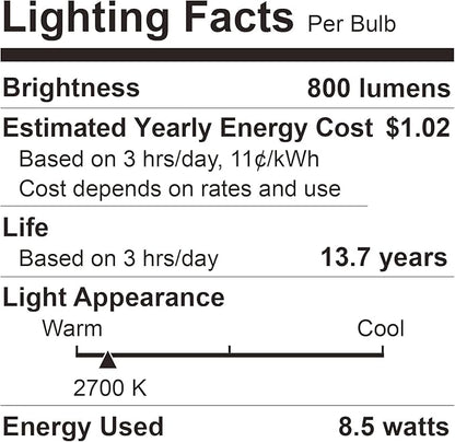 Sigalux A19 LED Filament Light Bulbs, Milky Finish, 8.5W (60W Replacement), 800LM, 2700K Soft White, Dimmable, E26 Medium Base, Pack of 12 for Home and Office