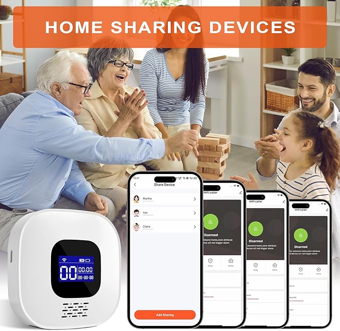 WiFi Caregiver Pager with No Monthly Fee - Smart Call System with LED Display & App Alerts, 2 SOS Panic Buttons & 1 Receiver, Emergency Alert for Elderly Home Care (2.4GHz WiFi Only)
