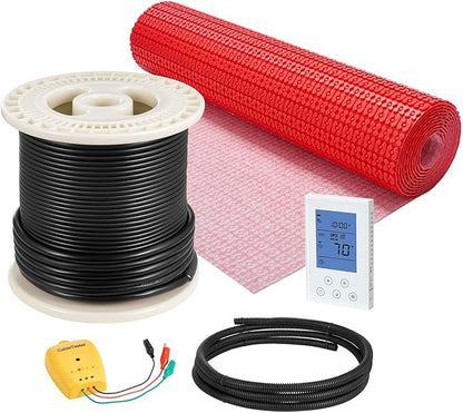 VEVOR Floor Heating Mat System, 80 sqft 120V, Decoupling Membrane, Smart Thermostat & Alarm, Easy Install for Tile, Stone & Vinyl Flooring