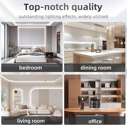 Tenmiro White LED Strip Lights 32.8ft (1200 LEDs) Super Bright 25000K Daylight White, 3Color Temperature Dimmable with Smart App & Remote Control for Bedroom Kitchen Commercial Home Lighting Decor