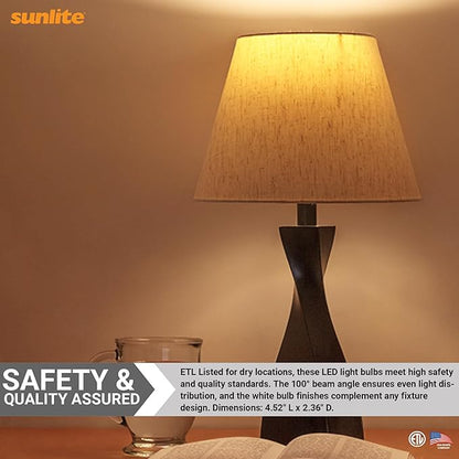 Sunlite ShabBulb, Shabbat Permissible LED Light Bulb, 7 Watt (40 Watt Equivalent) 3000K Warm White, 4 Pack