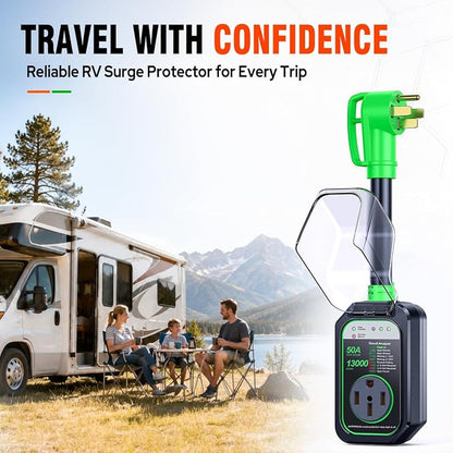 GEARGO RV Surge Protector 50 Amp, 𝟐𝟎𝟐𝟔 𝐍𝐞𝐰 𝐔𝐩𝐠𝐫𝐚𝐝𝐞𝐝 50 Amp Surge Protector for RV, RV Circuit Analyzer IP68 Waterproof, RV Adapter Plug for Camper Travel Trailers