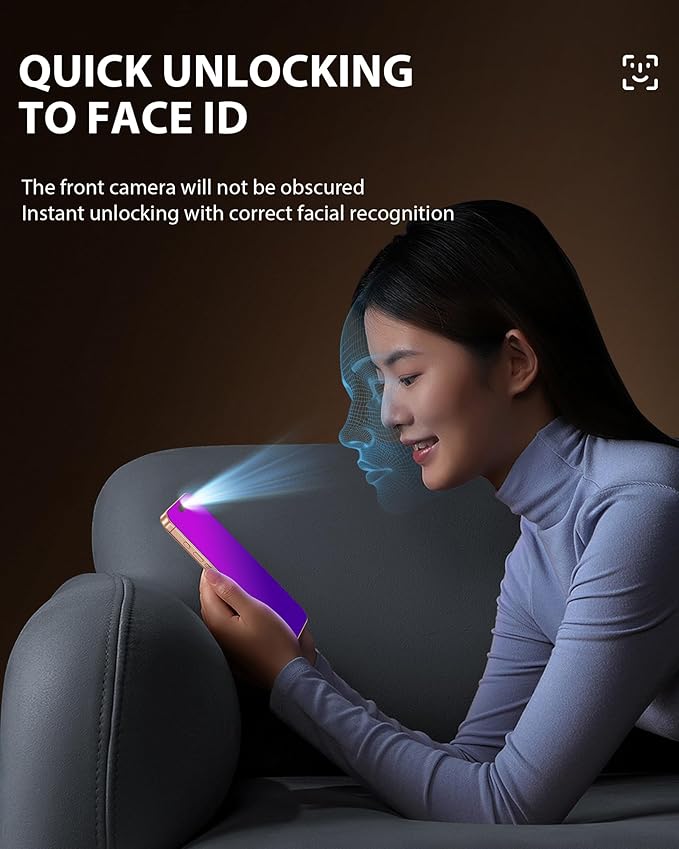 PDDKISS Compatible for iPhone 17 Privacy Screen Protector 6.3 Inch, Purple Gradient Anti Spy Anti Blue Light HD Tempered Glass Easy Installation