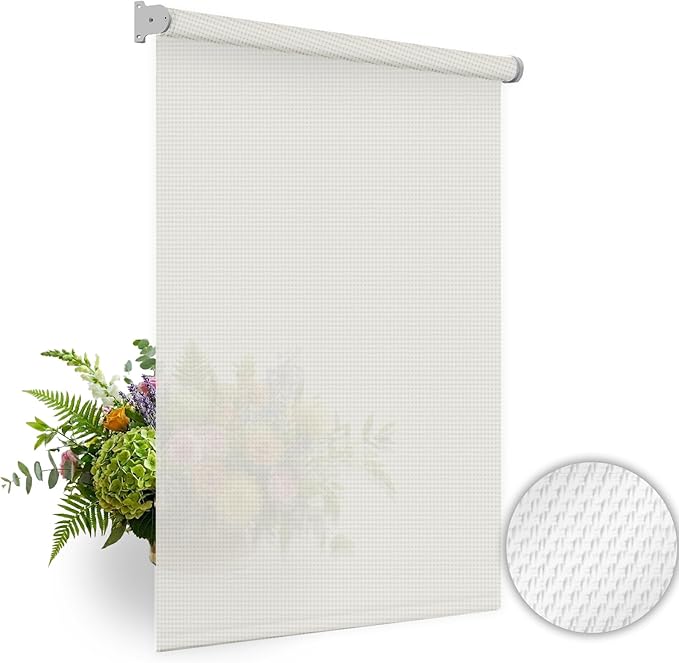 HILADUO Customized Solar Screen Roller Shade Blinds with Remote-Controlled Motorized Operation, 1%, 3% or 5% Openness Screen Fabric, Made in USA