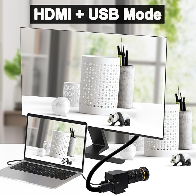 SVPRO 4K 60fps HDMI Camera USB3.0 Streaming Webcam with 5-50mm Manual Telephoto Lens 10X Optical Zoom H.264 Industrial Microscope Close-Ups Camera,USB and HDMI Dual Ouput