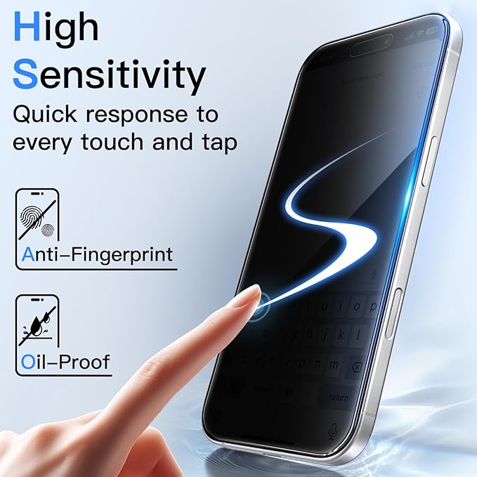 JETech 360 Degree Privacy Screen Protector for iPhone 16 6.1-Inch, 4-Way Anti-Spy Tempered Glass Film with Easy Installation Tool, 2-Pack
