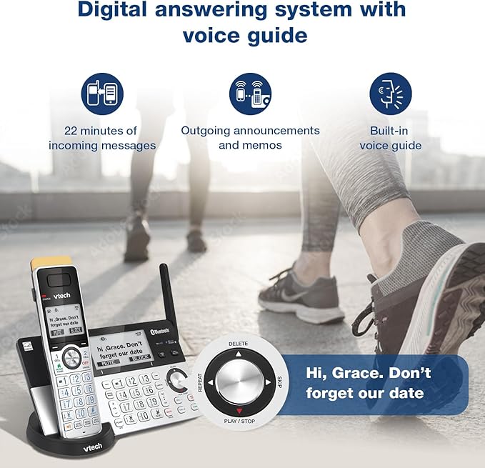VTech IS8151-3 Super Long Range 3 Handset DECT 6.0 Cordless Phone for Home with Answering Machine, 2300 ft Range, Call Blocking, Bluetooth, Headset Jack, Power Backup, Intercom, Expandable to 12 HS