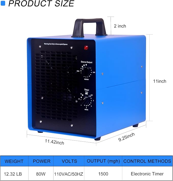 0zone Generator, 4500 Sq/Ft 0zone Machine Ionizer for Industrial, Commercial, Home, Car, Basement