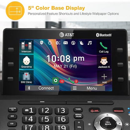 AT&T DECT 6.0 Cordless Home and Business Phone with Answering Machine, 5" Large Color Display, One-Touch Shortcut, Conference, Intercom, Smart Call Blocker, Bluetooth Connect to Cell: DLP73190