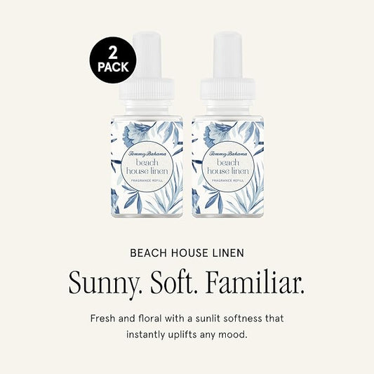 Pura & Tommy Bahama Home Scent Refill - Smart Home Air Diffuser - Premium Fragrance in Every Refill - Household Essential - Diffuser Fragrance - 2 Pack, Beach House Linen