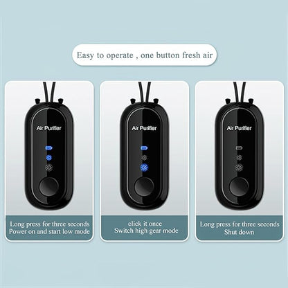 Portable Negative Ion Air Purifier Necklace, Personal Wearable Purification Device, Black, 3.1 x 1.4 x 0.9 Inches, 1.2 Billion Ion Output (White)