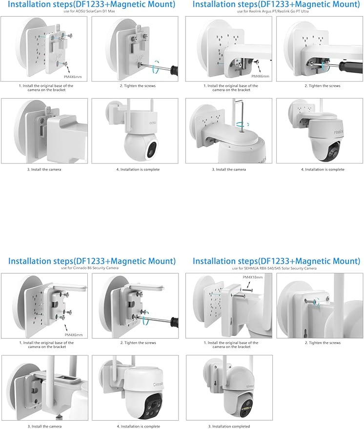 Magnetic Mount Compatible with eufy Security Solocam S340/E30/E42/4G LTE Cam S330/ E330 (Professional) Camera (White)