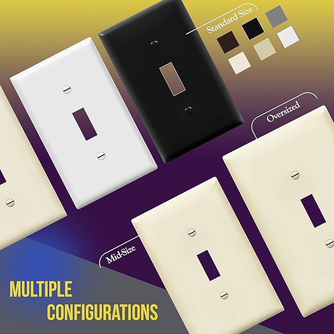 ENERLITES Triple Toggle Light Switch Wall Plate, Gloss Finish, Standard Size 3-Gang 4.50" x 6.38", Unbreakable Polycarbonate Thermoplastic, 8813-LA, Light Almond