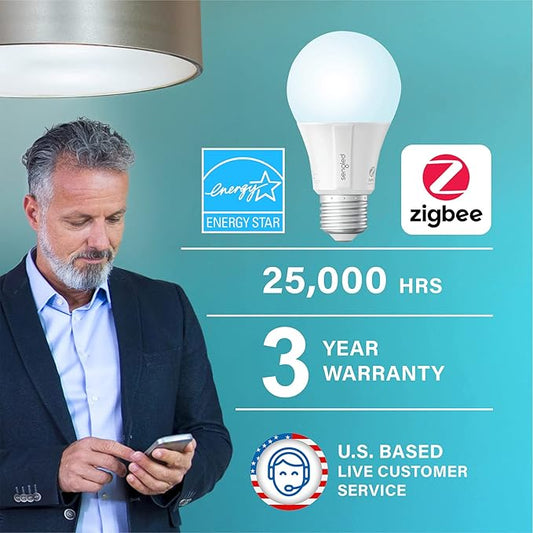 Sengled Zigbee Smart Light Bulbs, Smart Hub Required, Works with SmartThings and Echo with Built-in Hub, Voice Control with Alexa and Google Home, Daylight 60W Equivalent A19 Alexa Light Bulb, 6 Pack