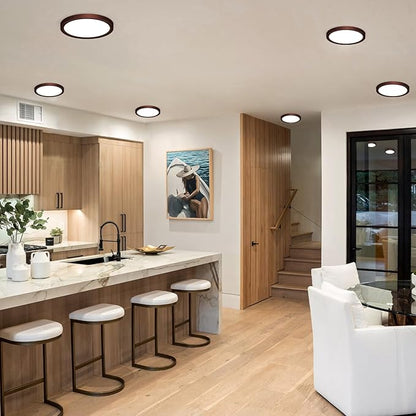 8PACK LED Flush Mount Ceiling Light Fixture, 3000K-4000K-6500K & 100W Equivalent Modern Kitchen Recessed Ceiling Lamp 15W 1500Lm 7.5 Inch Closet Round Surface for Bathroom Laundry-Oil-Rubbed Bronze