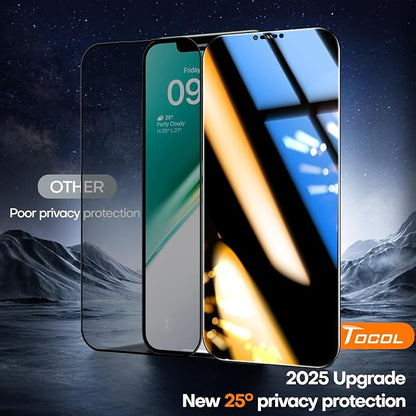TOCOL for iPhone 11 / XR Privacy Screen Protector 9H Hardness Military Grade Shatterproof HD Tempered Glass Full Coverage Easy Installation Case Friendly 2 Pack