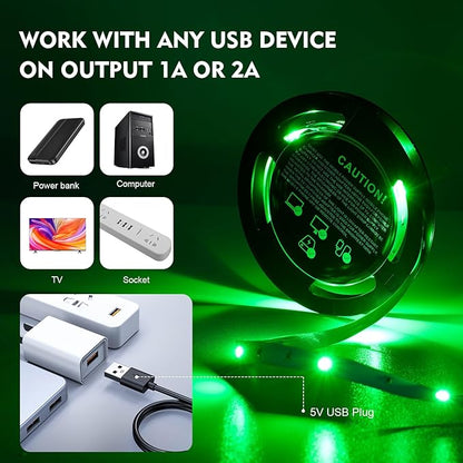 20ft LED Strip Lights Color Changing Mood lamp USB 5V Operated RGB 5050 LED Tape Lights Bedroom, Kitchen Cabinet Light with IR Remote Controller and Dimmable