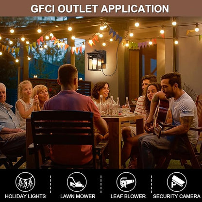 Porch Light with GFCI Outlet, Dusk to Dawn Outdoor Lighting with Aluminum Frame and Clear Glass Shade, Waterproof Wall Sconce Outside Lights for House Garage Front Door, Bulb Included(Antique Bronze)