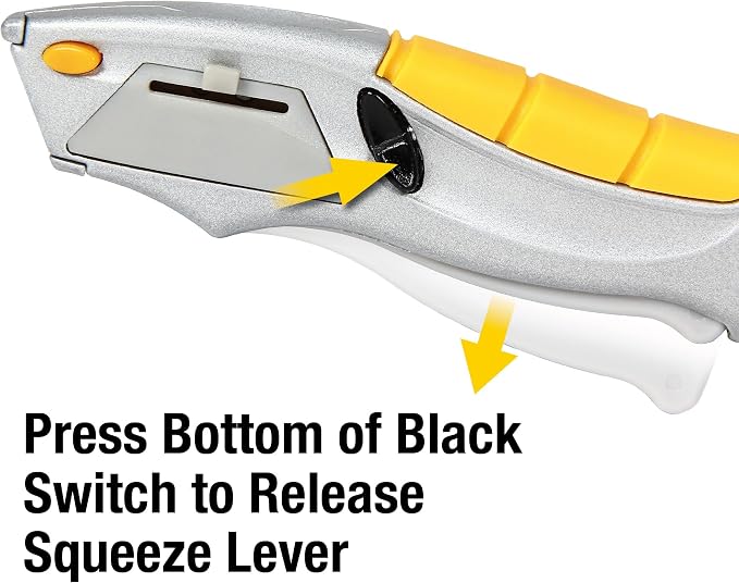 Alltrade Mini Quick Release Squeeze Utility Knife with 3 Blades, Compact Box Cutter with Fast Tool-Free Blade Change, Ergonomic Grip for Cardboard, Drywall, Craft, DIY & Warehouse Use - 150020