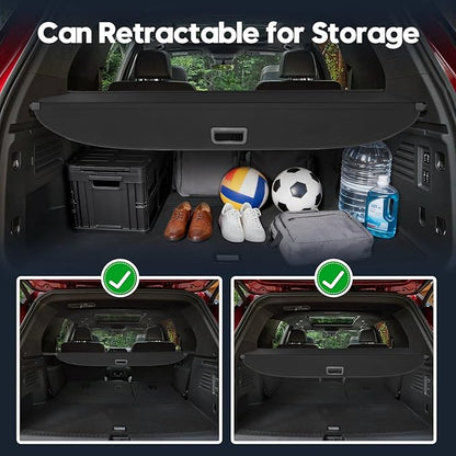 Powerty Cargo Cover for GMC Acadia/Chevy Traverse 2024 2025 /Buick Enclave 2025,Retractable Trunk Cover GMC Acadia Accessories,Privacy Security Shield Shade Cover Black