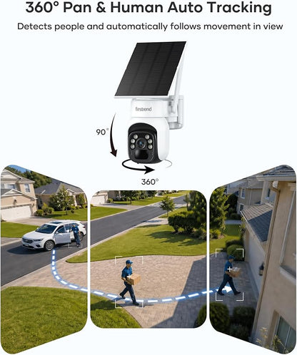 firstrend Solar Security Cameras Wireless Outdoor, 2K Color Night Vision