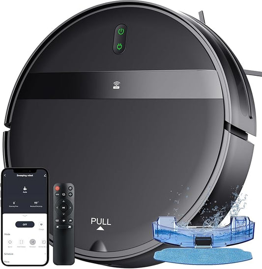 Kilgone Robot Vacuum for Pet Hair, 2-in-1 Vacuum & Mop Combo with Tangle-Free Suction & Smart 3D Avoidance, App/Wi-Fi/Alexa, Ultra-Slim & Quiet, Self-Charging for Hard Floors and Low-Pile Carpet