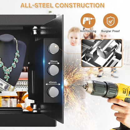 BUKUMO Small Safe for Home, Mini Safe Box for College Dorm Room