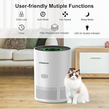 Chuboor Air Purifiers for Home Large Rooms up to 1200ft², H13 True HEPA Air Purifiers for Bedroom Dorm Room Pets with Timer, Air Purifier Cleaner for Dust,Smoke,Odor,Dander,Pollen, Wildfire Smoke