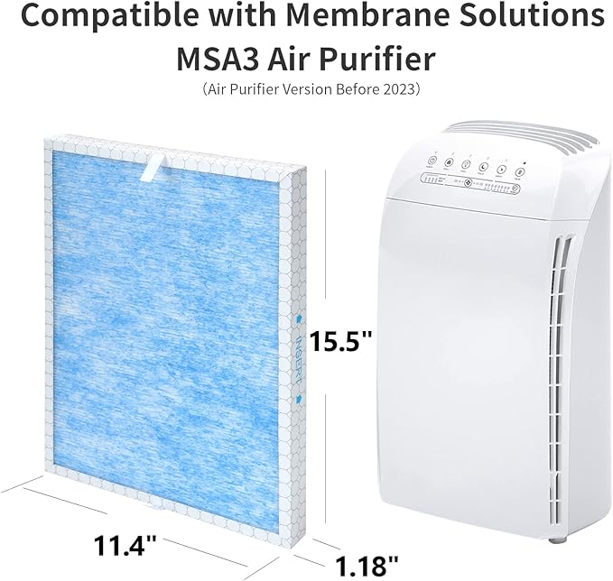 MSA3 Replacement Filter Compatible with Membrane Solutions MSA3 and MSA3S Smart Air Purifiers, 3-in-1 Filter (2-Pack)