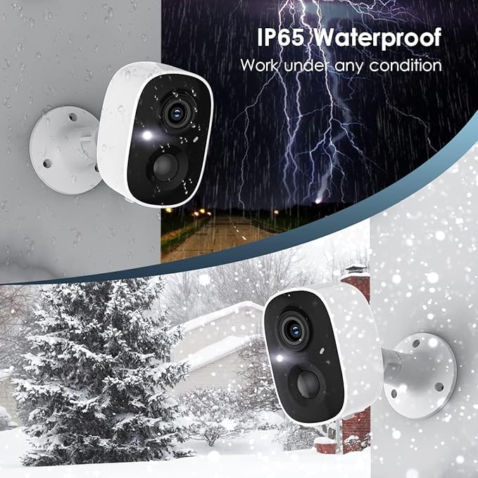 GMK Security Cameras Wireless Outdoor, 2K Battery Powered Cameras for Home Security, Color Night Vision, Motion Detection, 2-Way Talk, IP65 Waterproof, Remote Access, Cloud/SD Storage 2-Pack