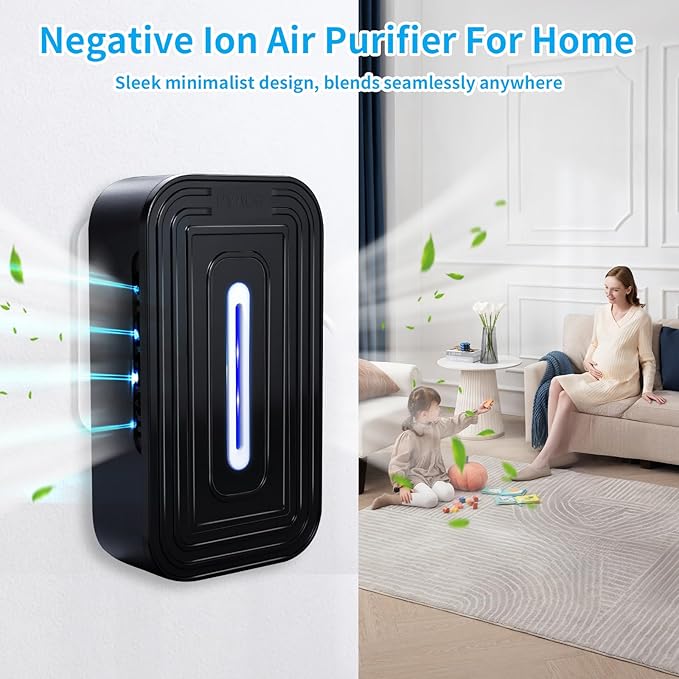 2 Pack 2026 Upgraded Plug in Air Ionizers for Home,Ionic Air Purifier for Home Office Bedroom Bathroom Living Room Quiet and Portable Air Freshener for Bedroom(2,Black)