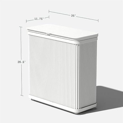 Veradek Tambour Series Outdoor Trash Can with Lid – All-Weather Waste Bin for Patio, Pool, BBQs & Parties | Durable Dual Bag System up to 30 Gallons | Modern Design for Backyard or Deck