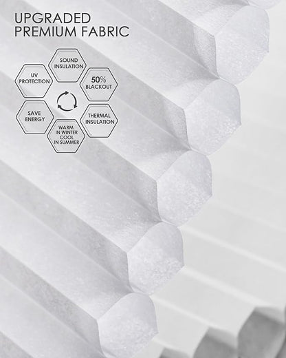 Yoolax Motorized Cellular Shades Compatible with Alexa, Light Filtering Motorized Blinds with Remote Smart Honeycomb Shades for Indoor Windows, Automatic Blinds Custom Size (Soft White)