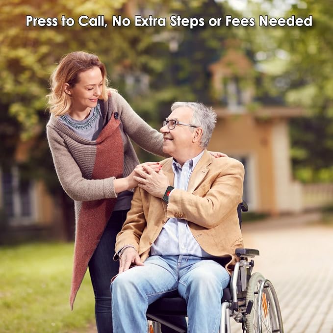 FullHouse Caregiver Pager Wireless Call Button Emergency Wristband | 1000+ Feet Range, Senior Alert Button to Call Family, Monitoring Calling System for Patient/Disabled at Home, IP55 Waterproof