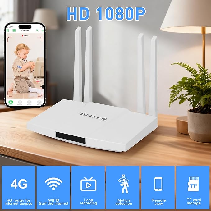 Home 4G Camera - Mini Indoor WiFi Cameras - Small Wireless Security Cam - High Speed Internet Router - Easy to Install
