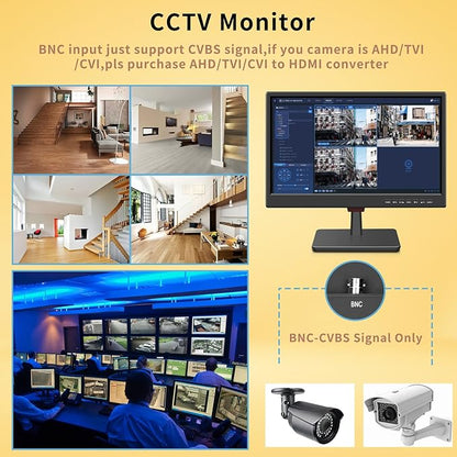 Jexiop 19” Security Monitor,Small Surveillance Monitor HDMI VGA and BNC Input,Computer Monitor with Speakers for CCTV DVR Office and Home Security Camera System Surveillance