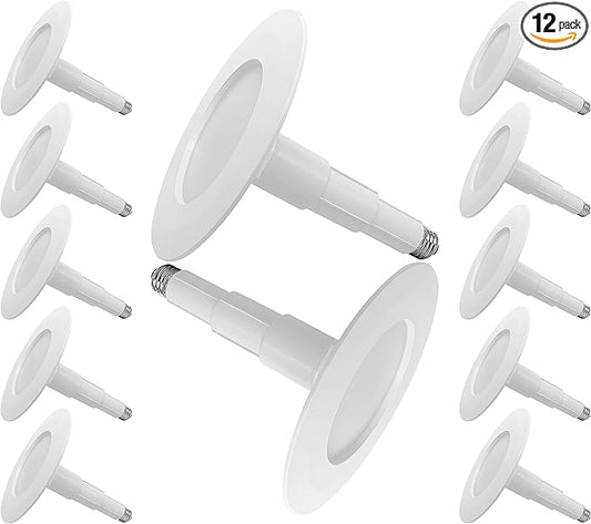 Jolux 12-Pack 5/6" Retrofit LED Recessed Lighting,12W=60W,2700K SoftWhite,800 Lumens,Dimmable Can Lights,Damp Rated,Simple Installation Adjustable Retrofit Downlight,ETL,Bevel Trim