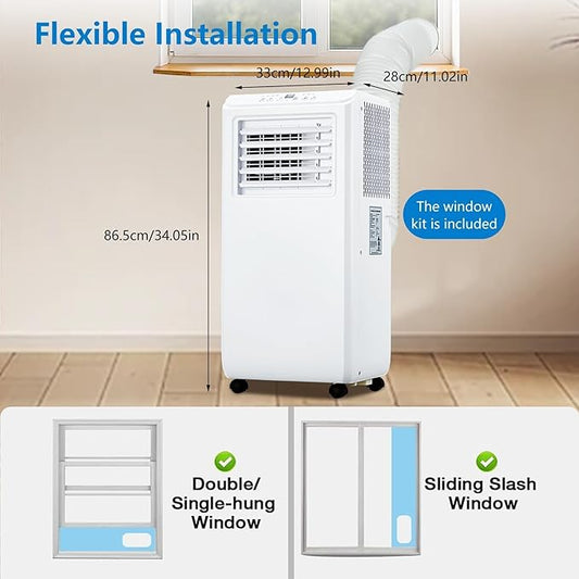 GarveeLife Portable Air Conditioner,10,000 BTU for Rooms up to 450 Sq.Ft., Smart Compact AC Unit with Cooling, Dehumidifier, Fan, Remote Control and Window Kit, White