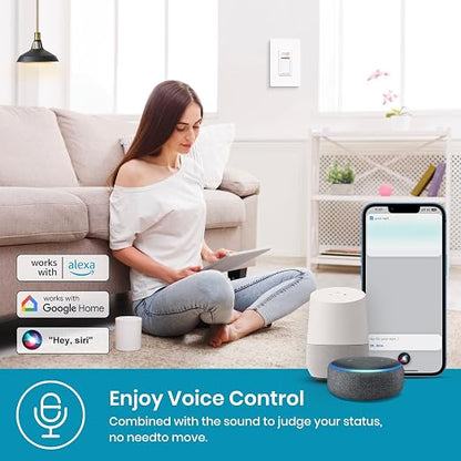 Milfra Smart Motion Sensor Light Switch,Motion Sensor Light Switch Works with Siri Alexa and Google Home, Voice and Remote Control, Neutral Wire Required