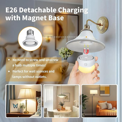 HISTAR Rechargeable Light Bulbs for Sconce and Lamp, E26 Battery Operated Light Bulb with Remote, RGB, Timer, Dimmable, 3 Color Temperature, 2500mAH