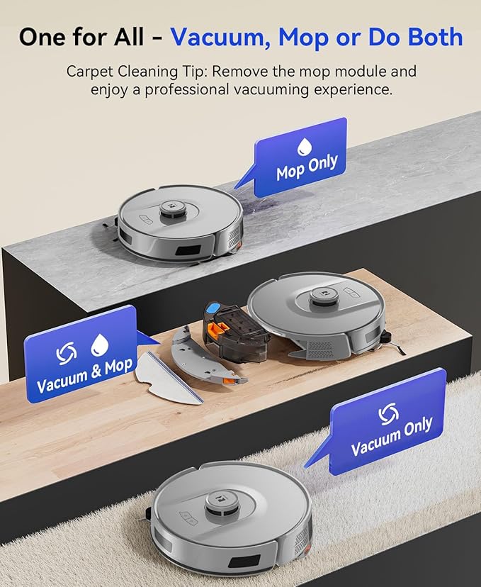 Robot Vacuum Cleaner 20,000Pa Robot Vacuum and Mop,90 Day Self Emptying Vacuum Robot,Lidar Navigation,5G/2.4GWiFi APP Aspirateur Robot,Self-Charging Robot Vacuums for Pet,Floor,Carpet R11Gray