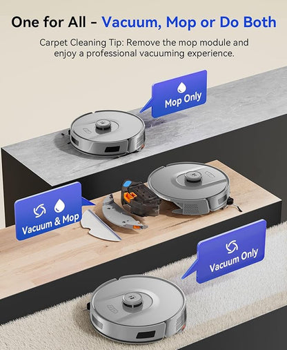 Robot Vacuum Cleaner 20,000Pa Robot Vacuum and Mop,90 Day Self Emptying Vacuum Robot,Lidar Navigation,5G/2.4GWiFi APP Aspirateur Robot,Self-Charging Robot Vacuums for Pet,Floor,Carpet R11Gray