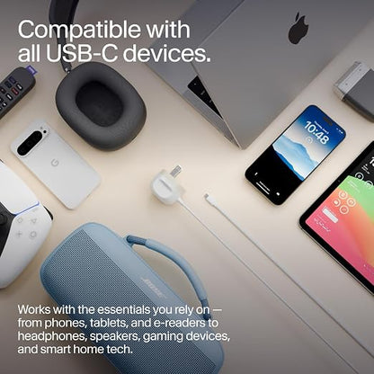 Twelve South PowerCord All in One 30W USB-C Fast Charger, Dune, 4ft | One Cable to Charge Your USB-C Devices, Simplifies Charging from Wall to Device, Fast Charger for iPhones, Tablets, Laptops