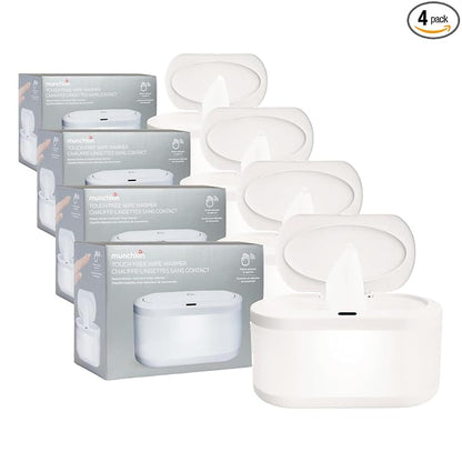 Munchkin Touch Free Baby Wipe Warmer with Nightlight & Motion Sensor, White (Pack of 4)