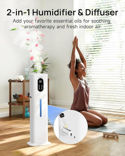 Humidifiers for Bedroom 500 sq ft, 2.1Gal/8L Warm & Cool Mist Humidifier Large Room with Essential Oil Diffuser, Large Room Humidifiers for Home Baby Nursery Office Plants, White