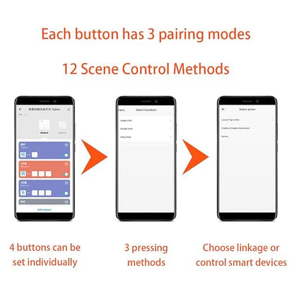 Marhynchus Wireless Scene Switch Smart 4 Way Panel Wall Switch Panel Remote Control with LED Indicator for ZigBee APP Control