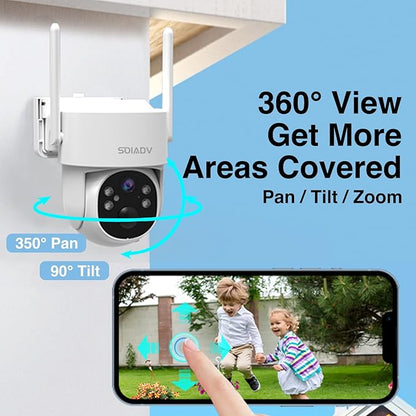 SOIADV Solar Security Cameras Wireless Outdoor, 2.4G&5G Security Cameras for Home Security, 360°Pan Tilt WiFi Camera with 2K Color Night Vision/PIR Human Detection/2-Way Audio, Waterproof