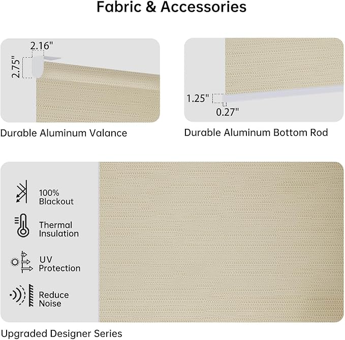 Motorized Coupled Shades, Blackout Smart Blinds for Large Windows Automatic Blinds Compatible with Alexa, Motorized Roller Shades Customized for Bedroom Home Office(Blackout-Jacquard Coffee)
