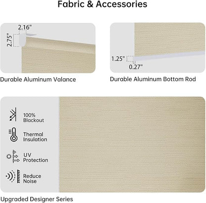 Motorized Coupled Shades, Blackout Smart Blinds for Large Windows Automatic Blinds Compatible with Alexa, Motorized Roller Shades Customized for Bedroom Home Office(Blackout-Jacquard Coffee)